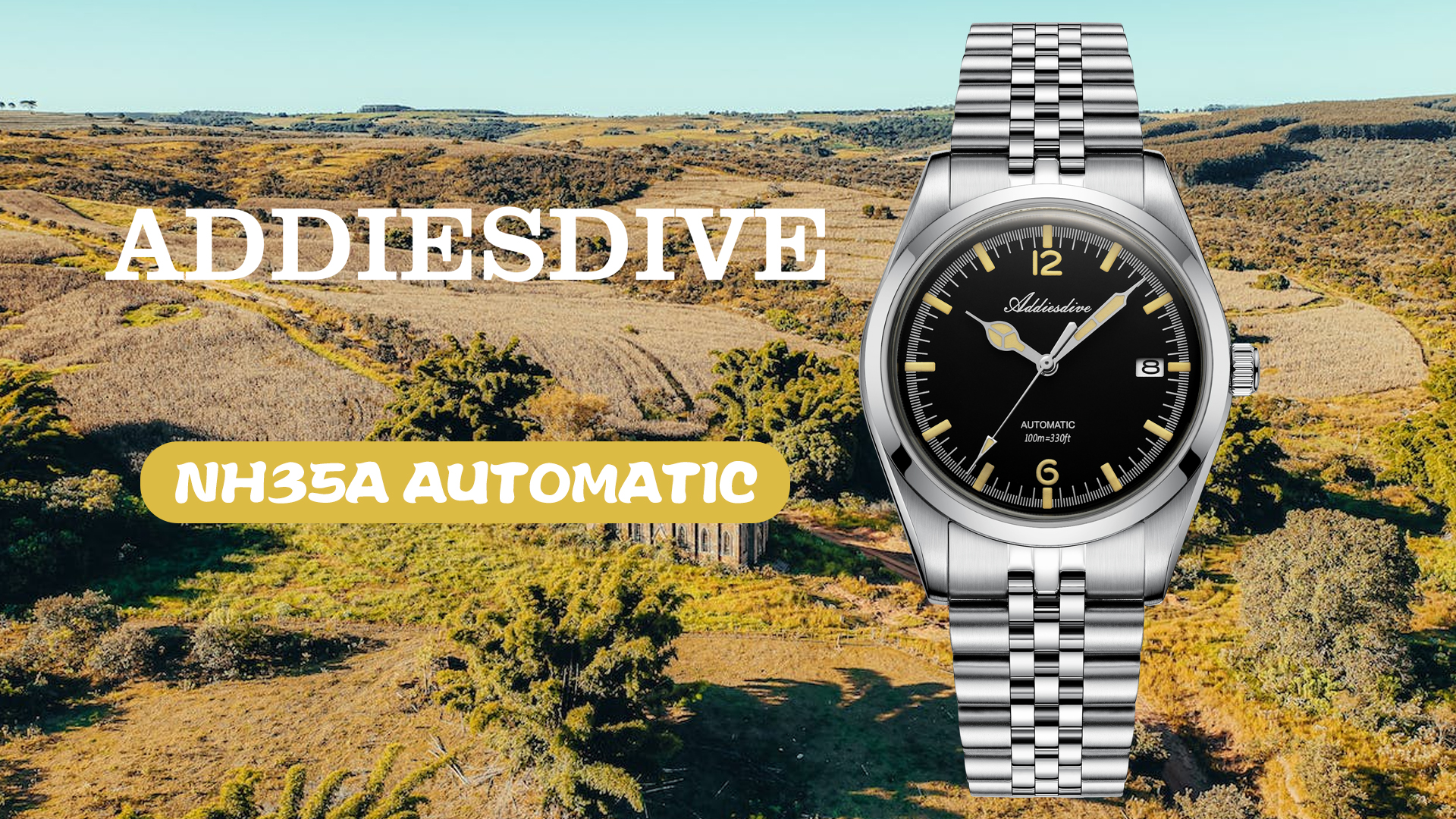 ADDIEDIVE 39 Orologio Autoatico da Uoo Ripple Quadrante Blu 2 Tones