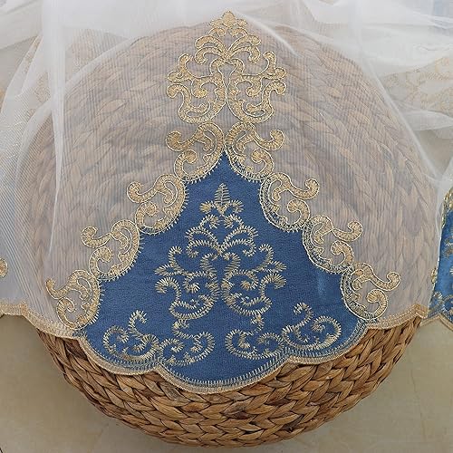 Miniatura 4 de SLOW SOUL 2 paneles de cortinas europeas de lujo de terciopelo bordado de tul para sala de estar, cocina, dormitorio, cortina transparente con