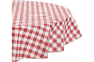 DII Round Vinyl Tablecloth 60 Inch Round, Red Checker
