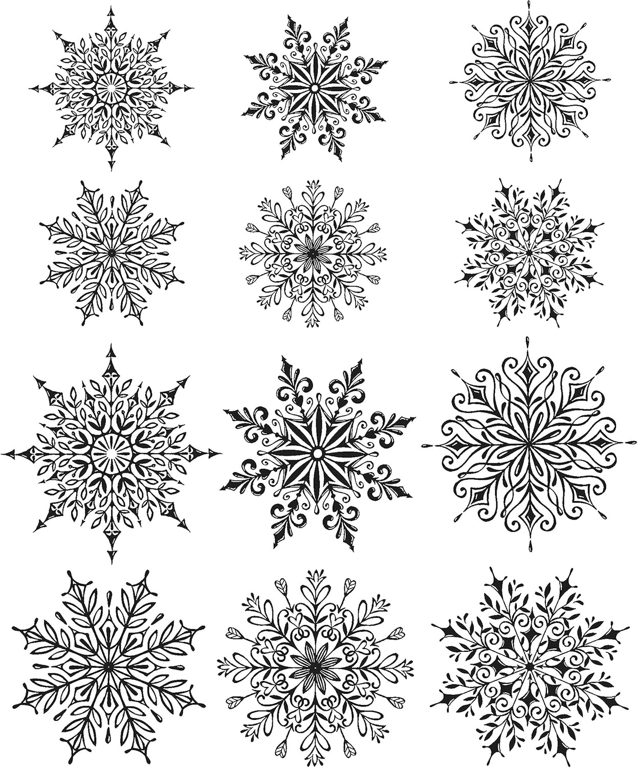 Stampers Anonymous Mini Swirley Snowflakes Tim Holtz Cling Stamps, 7" x 8.5"