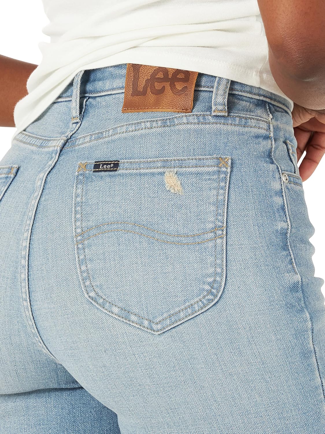 Jean Femme Lee Délavé Noir Coupe Décontractée - Taille 34 Jambe 33 - Occasion Très Bon état