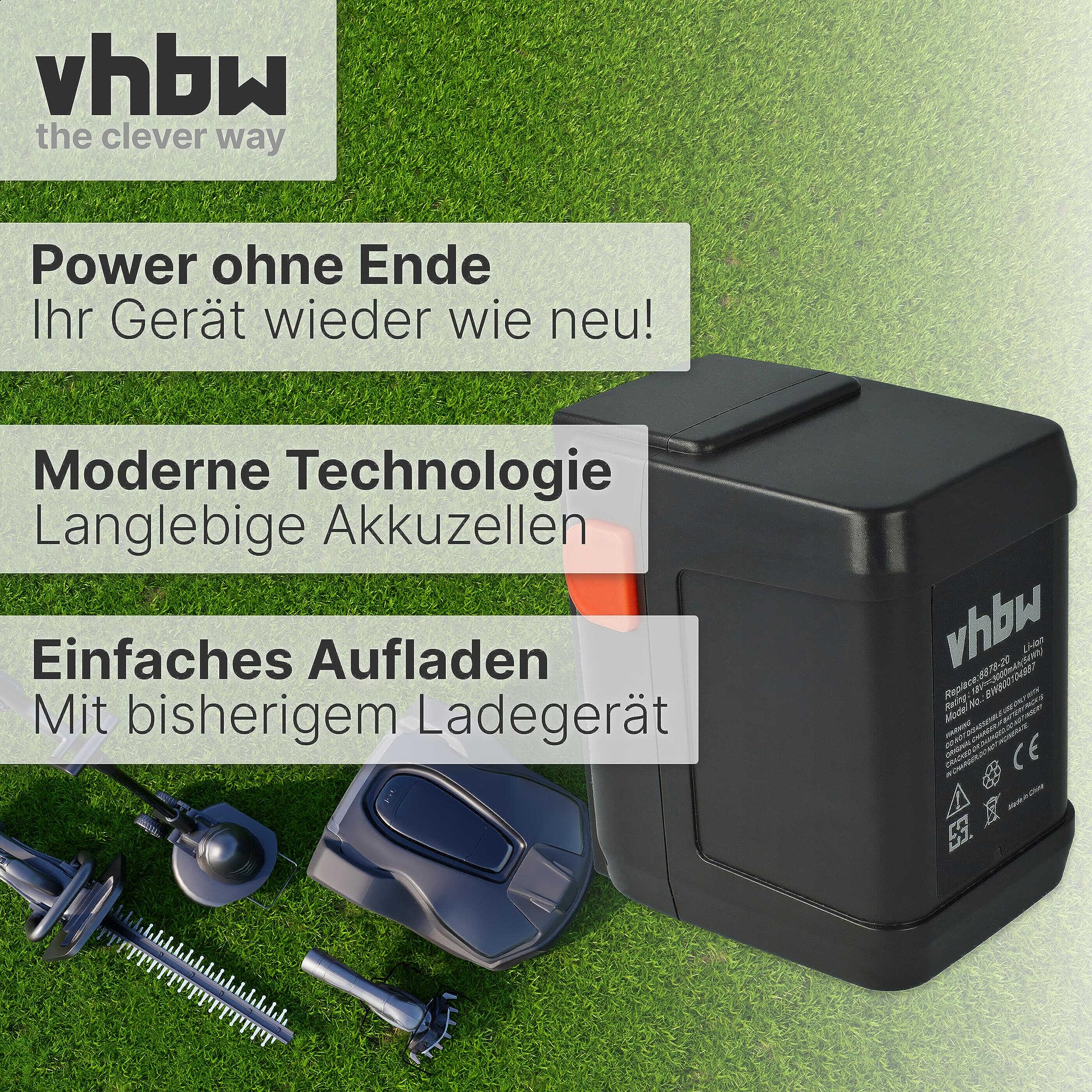 vhbw 3 x akumulator kompatybilny z Gardena AccuJet 18-Li (9335-20), AccuJet 18-Li (9333-20), nożyce do trawy, nożyce do krzewów (3000 mAh 18 V litowo-jonowy)