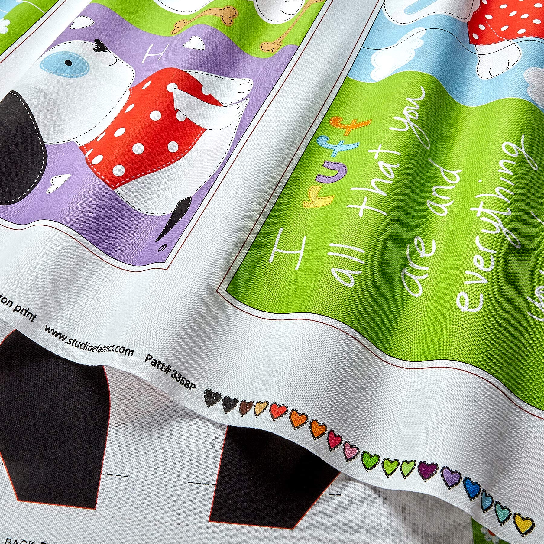 Studio E Huggable & Loveable I Ruff You Soft Book Panel, Fabric by the Yard - Image 2