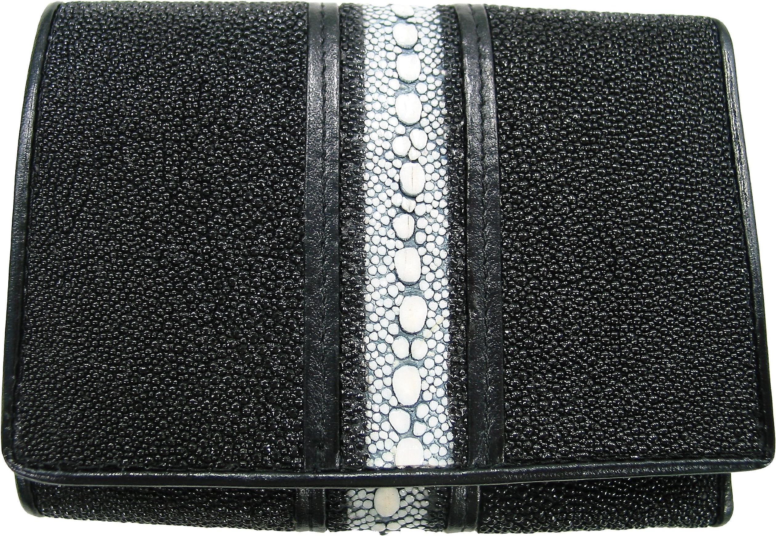 Genuine Stingray Leather Men's Single Stripe Tri-fold Wallet