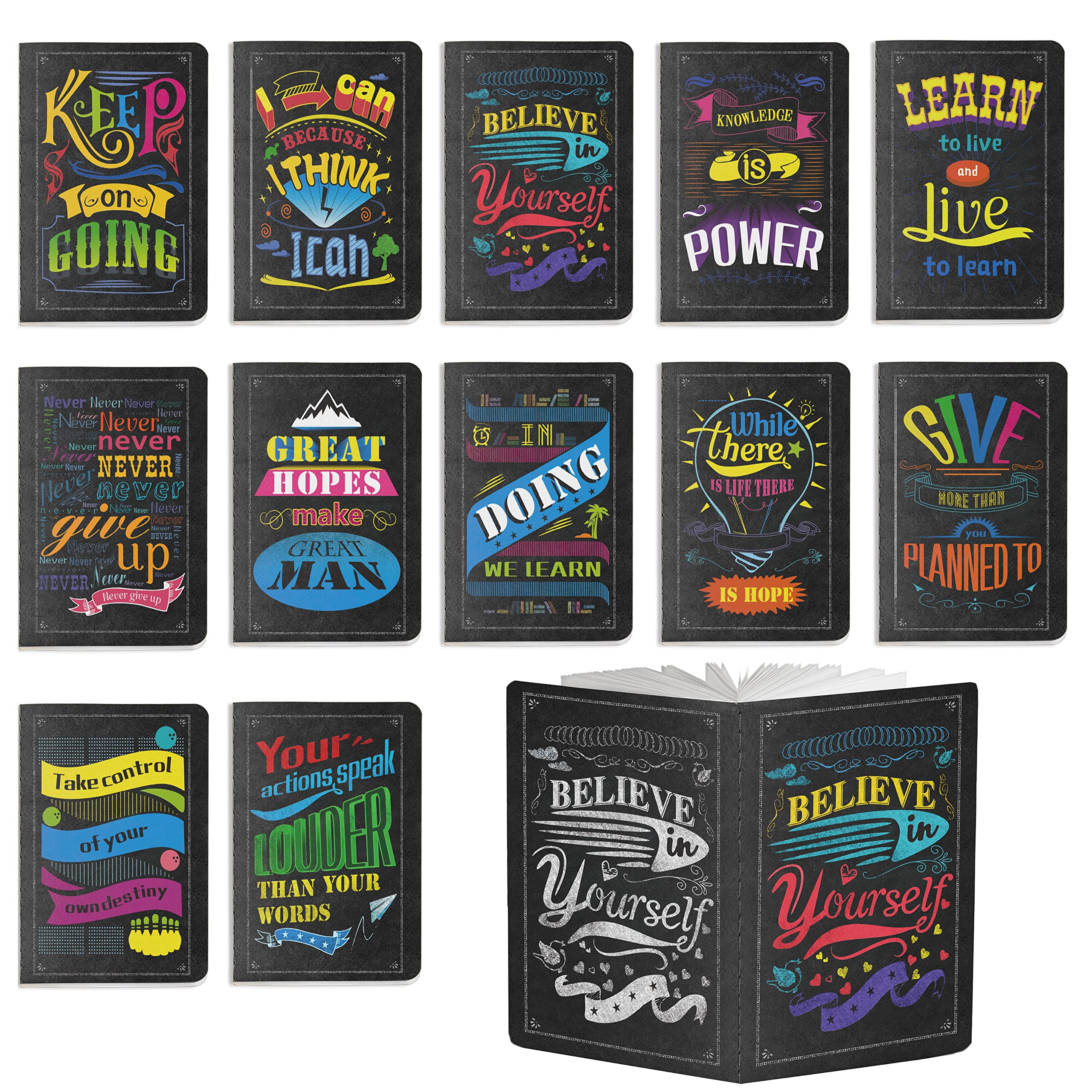Vantasii 12 Packs Inspirational Notebooks, Motivational Small Pocket Size Notepad Mini Gift Notepads Inspiring Journal Notebook for School Office Home Travel Use (12 Unique Designs, 5” x 3.2”)