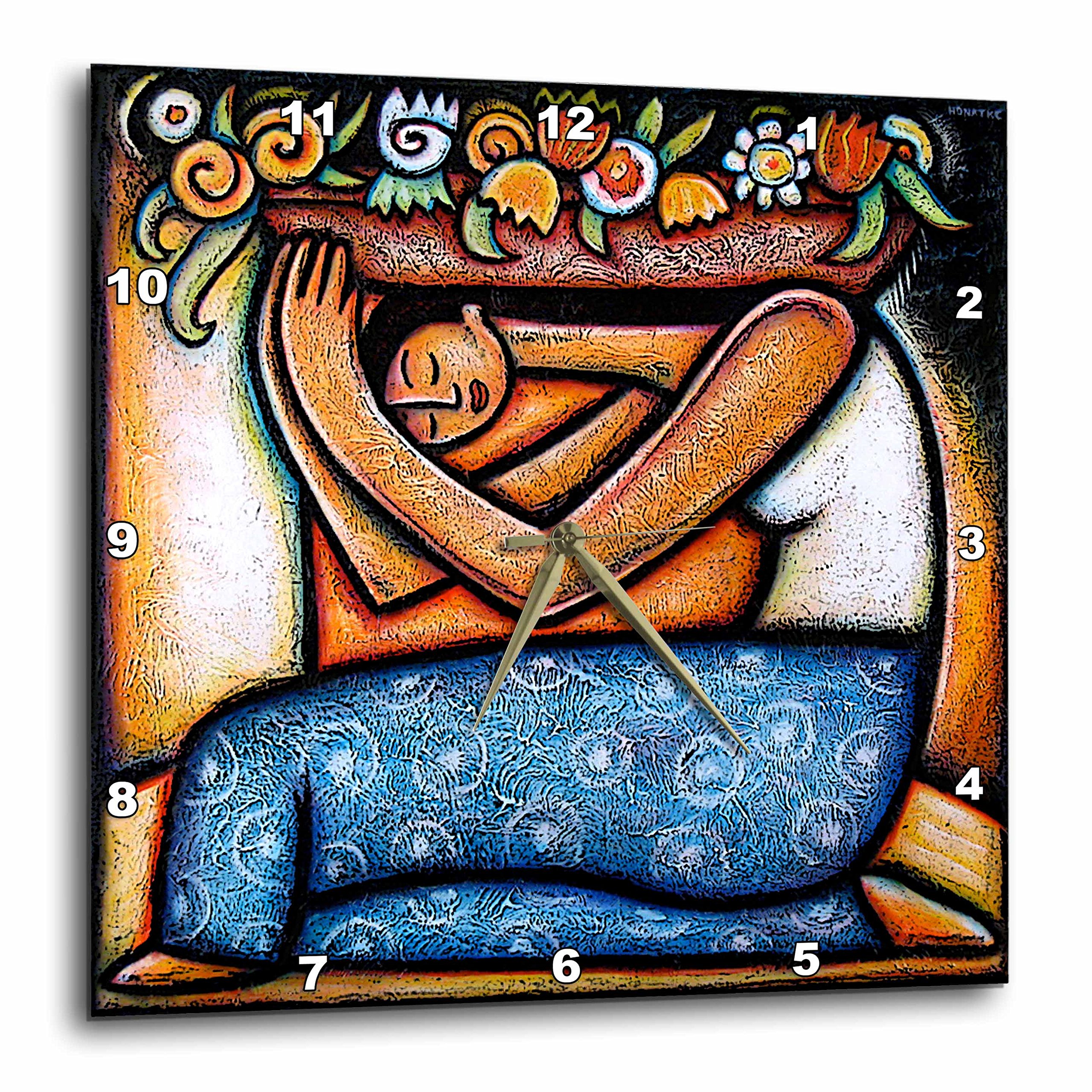 Photo 1 of 3dRose DPP_21129_2 Flower Girl Mexican Art Colorful Wall Clock, 13 by 13-Inch 13x13 Wall Clock