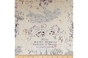Wizarding World Marauders Map Tan Fabric By the Yard