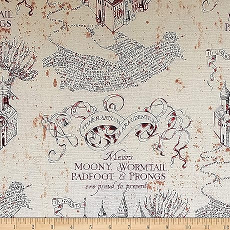 Wizarding World Marauders Map Tan Fabric By the Yard