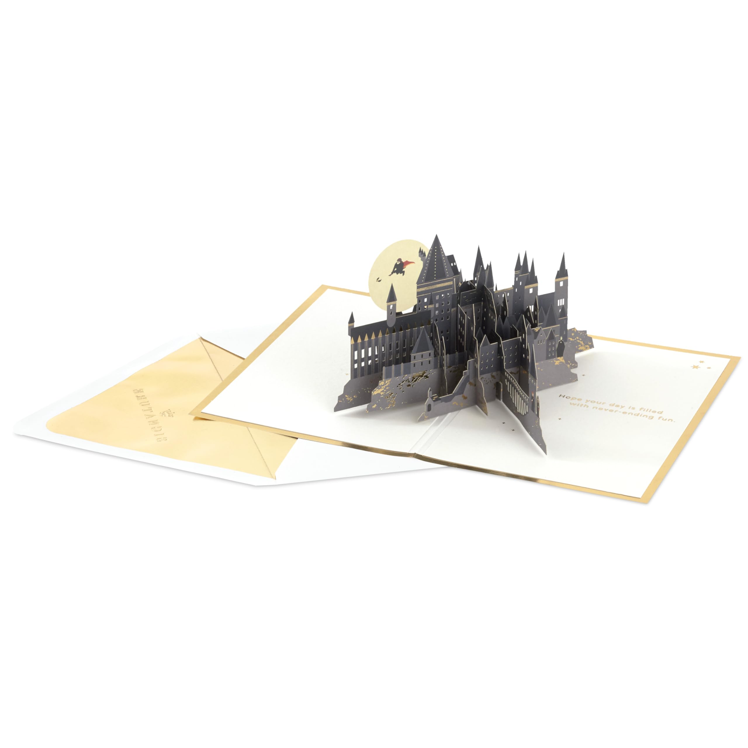 Hallmark Harry Potter, karta 3D i pop-up na każdą okazję, złoty znicz, miotła, urodziny, Dzień Ojca, Boże Narodzenie, córka, syn, wnuczka, wnuk, świat czarodziejów, złota