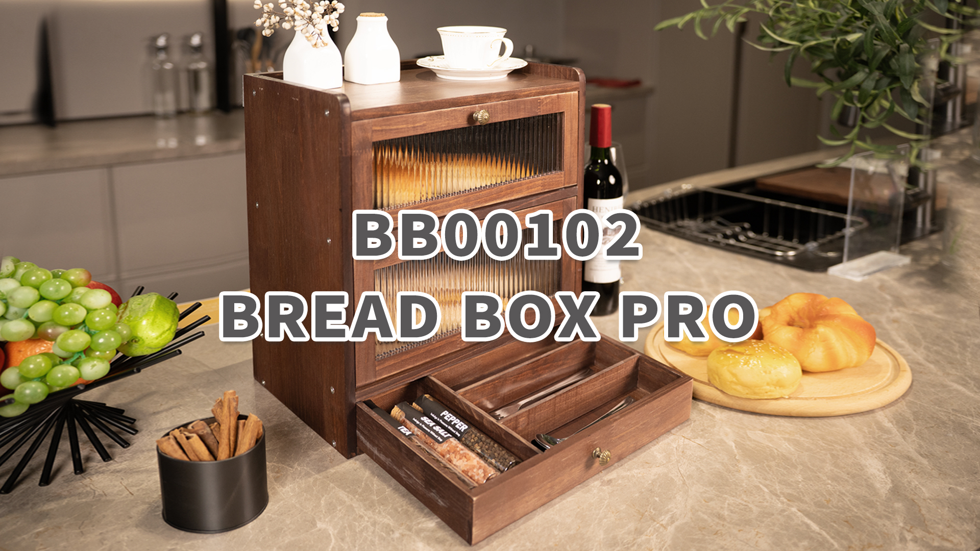 Amazon.com: CheerNest Solid Wood Bread Box for Kitchen Countertop