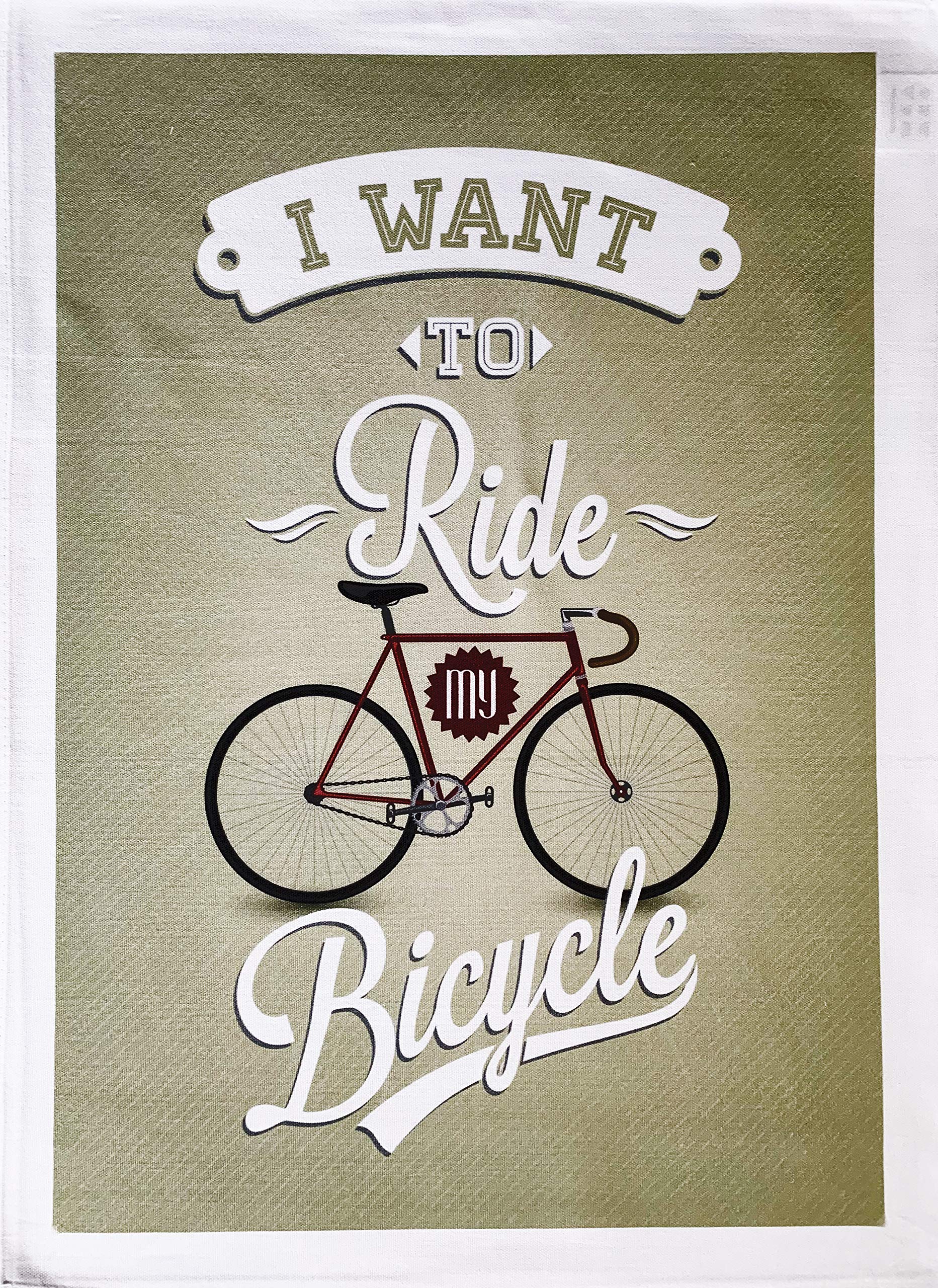 Half a Donkey I Want to Ride My Bicycle Large Cotton Tea Towel