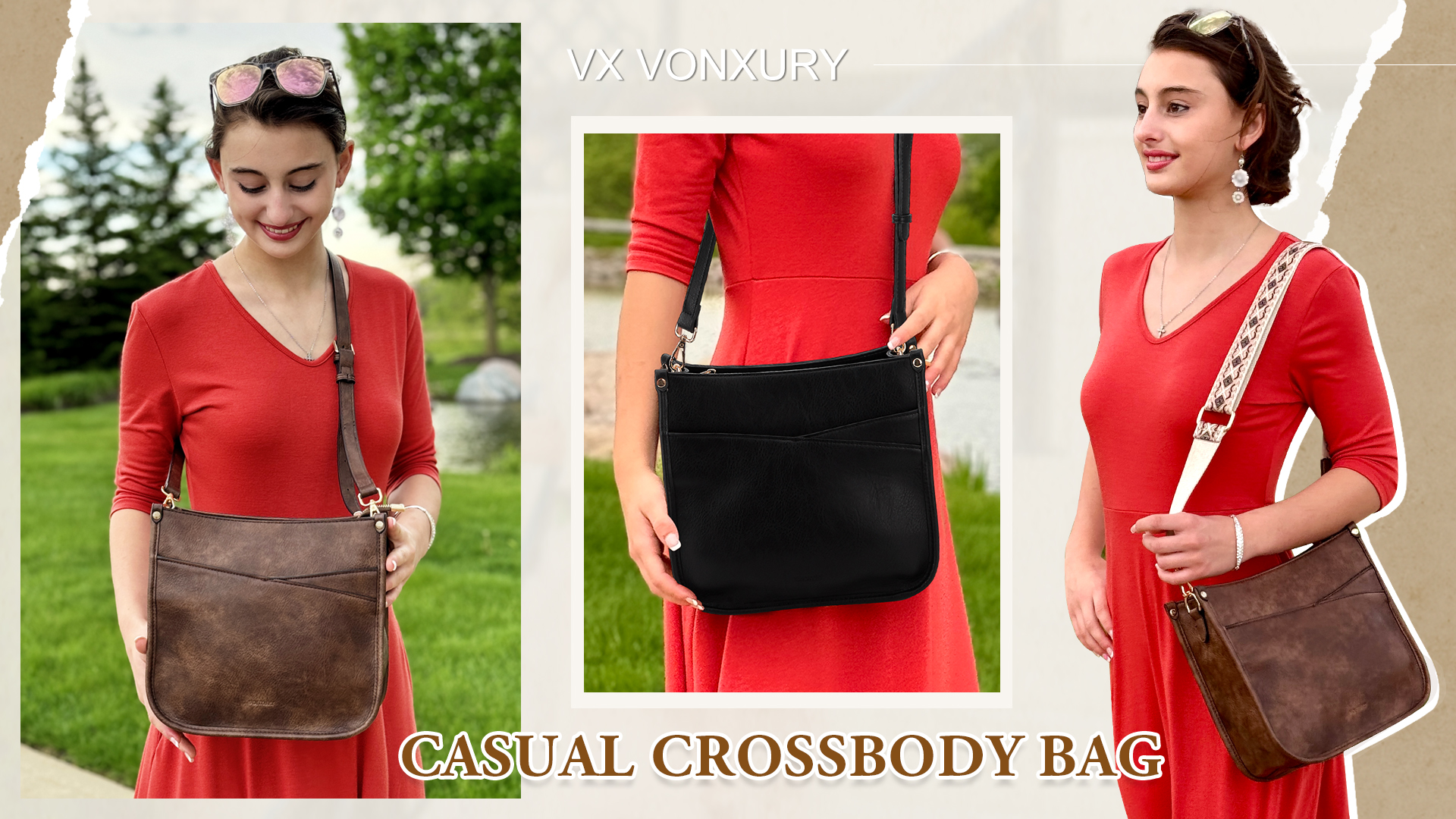 VX VONXURY Bolso Bandolera Para Mujer, Cangureras Cruzadas De Piel Sintética, Bolsa De Pecho Multiusos Con Correa Ajustable