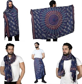 SARJANA HANDICRAFTS Men Women Rayon Mandala Sarong Scarf Shawl Cover Up Swimwear Wrap Dress Bikini Unisex Gypsy Beach Towel