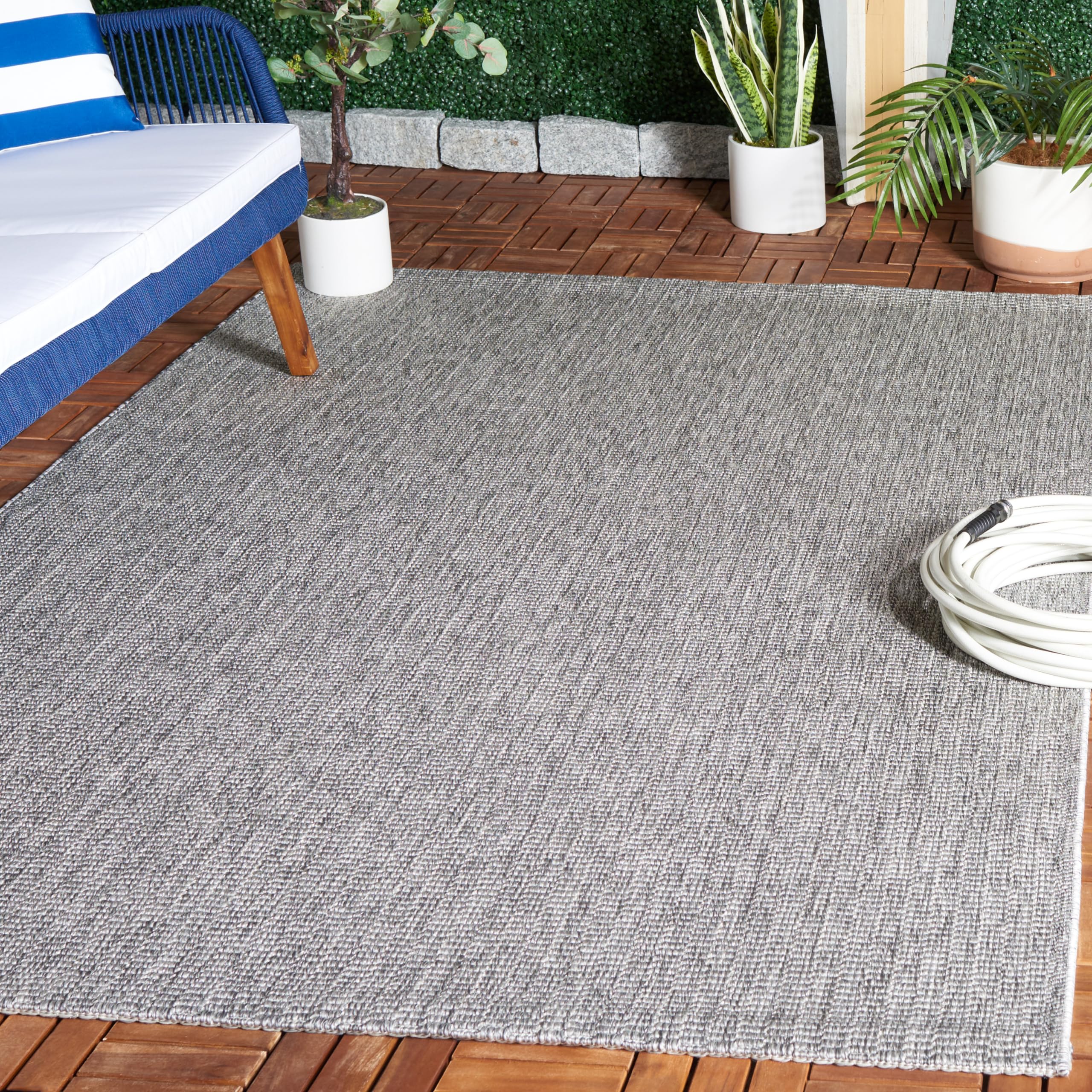 SAFAVIEH Washable Rug Outdoor Sisal All-Weather Collection - 4' x 6', Dark Grey, Non-Shedding & Easy to Clean, Ideal for Patio, Backyard, Mudroom (