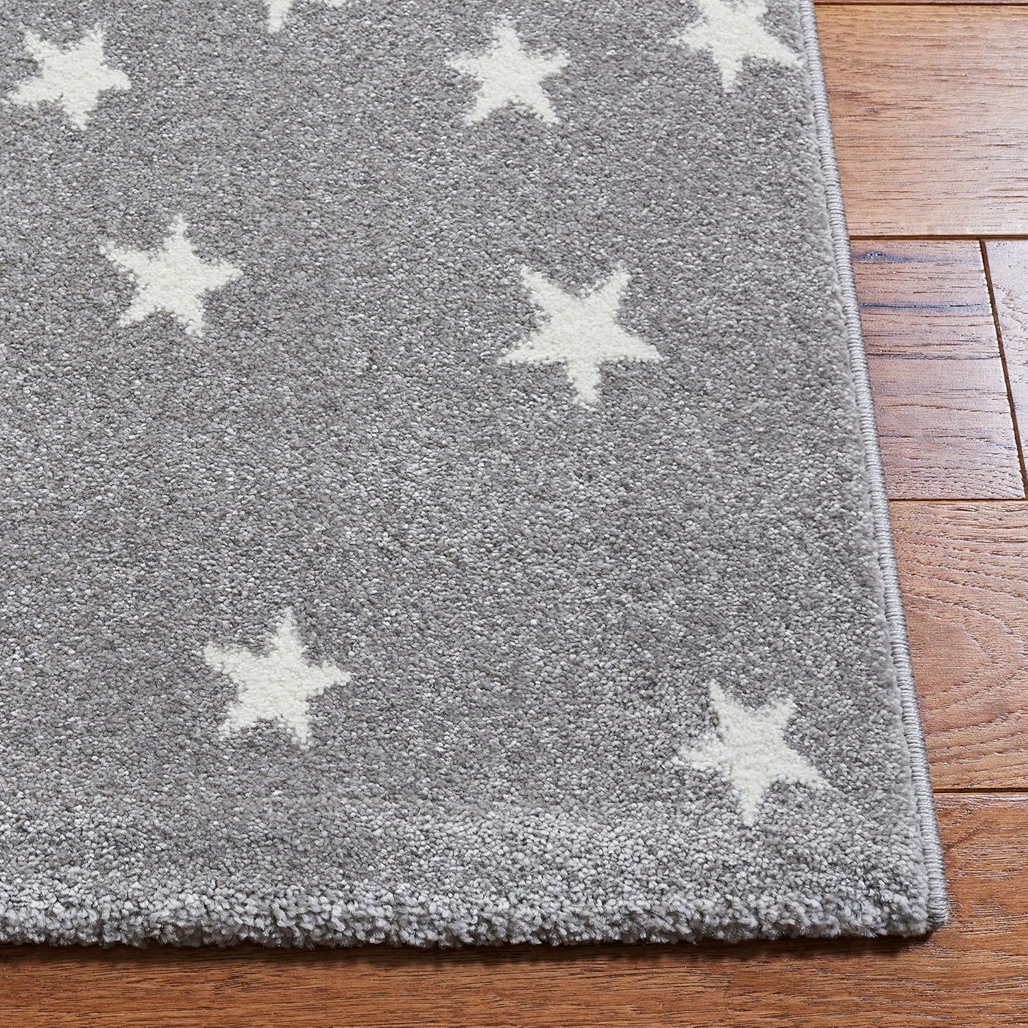 Stellar Playtime Round Non-Slip Rug for Kids - Light Grey & White, 4'x6'