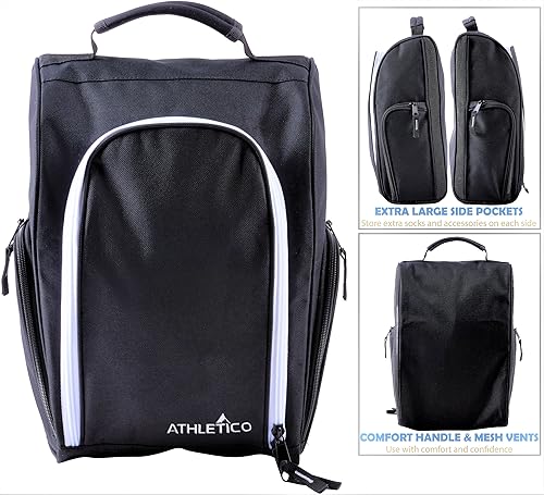 Miniatura 2 de Athletico Bolsa para zapatos de golf  Bolsas con cremallera para zapatos con ventilación y bolsillo exterior para calcetines camisetas etc