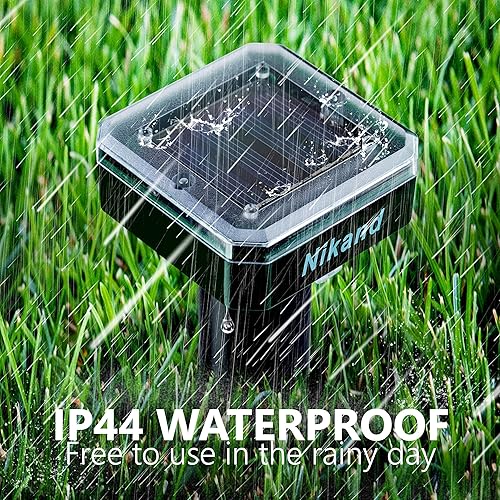 Miniatura 15 de NIKAND Repelente solar ultrasónico de topos, paquete de 4 unidades disuasorias para exteriores, tapón de topos para césped, jardín, patio, hogar