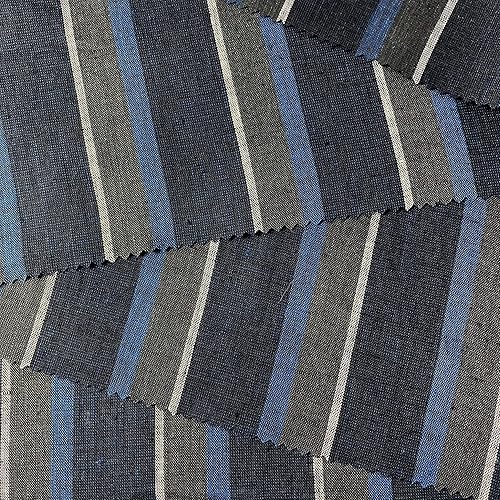 Miniatura 7 de Tela de lino azul marino con rayas grandes, calidad premium, uso versátil, ideal para decoración del hogar, tapicería y proyectos de moda