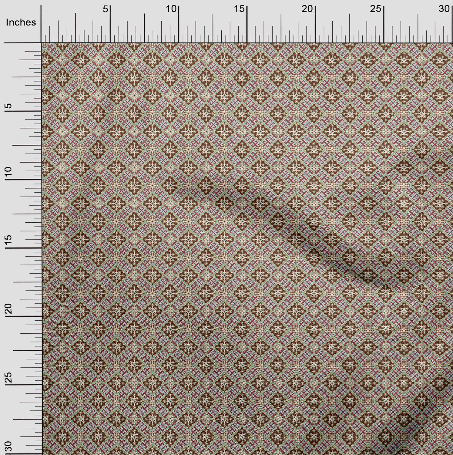 oneOone Polyester Spandex Rust Brown Fabric Asian Kilim Quilting Supplies Print Sewing Fabric by The Yard 56 Inch Wide-364