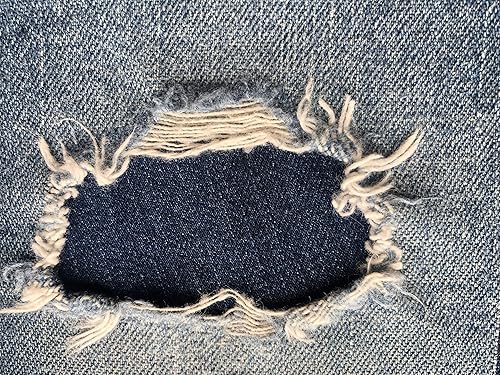 Miniatura 5 de Holey Patches - Parches de mezclilla elásticos de mezclilla azul claro, súper fuertes, hechos a mano en los Estados Unidos (5 x 5 pulgadas, juego de
