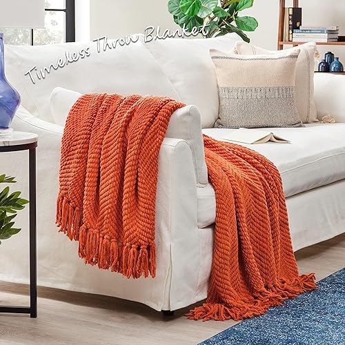 Miniatura 2 de Chanasya - Manta de punto muy suave con borlas cálida y acogedora, manta de felpa suave tejida para cama, sofá, silla, sofá, sala de estar, cama,