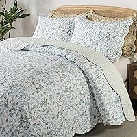 Vista 22 de HoneiLife - Juego de edredón de 3 piezas, colcha de microfibra, reversible, con estampado floral, para todas las estaciones, estilo acuarela