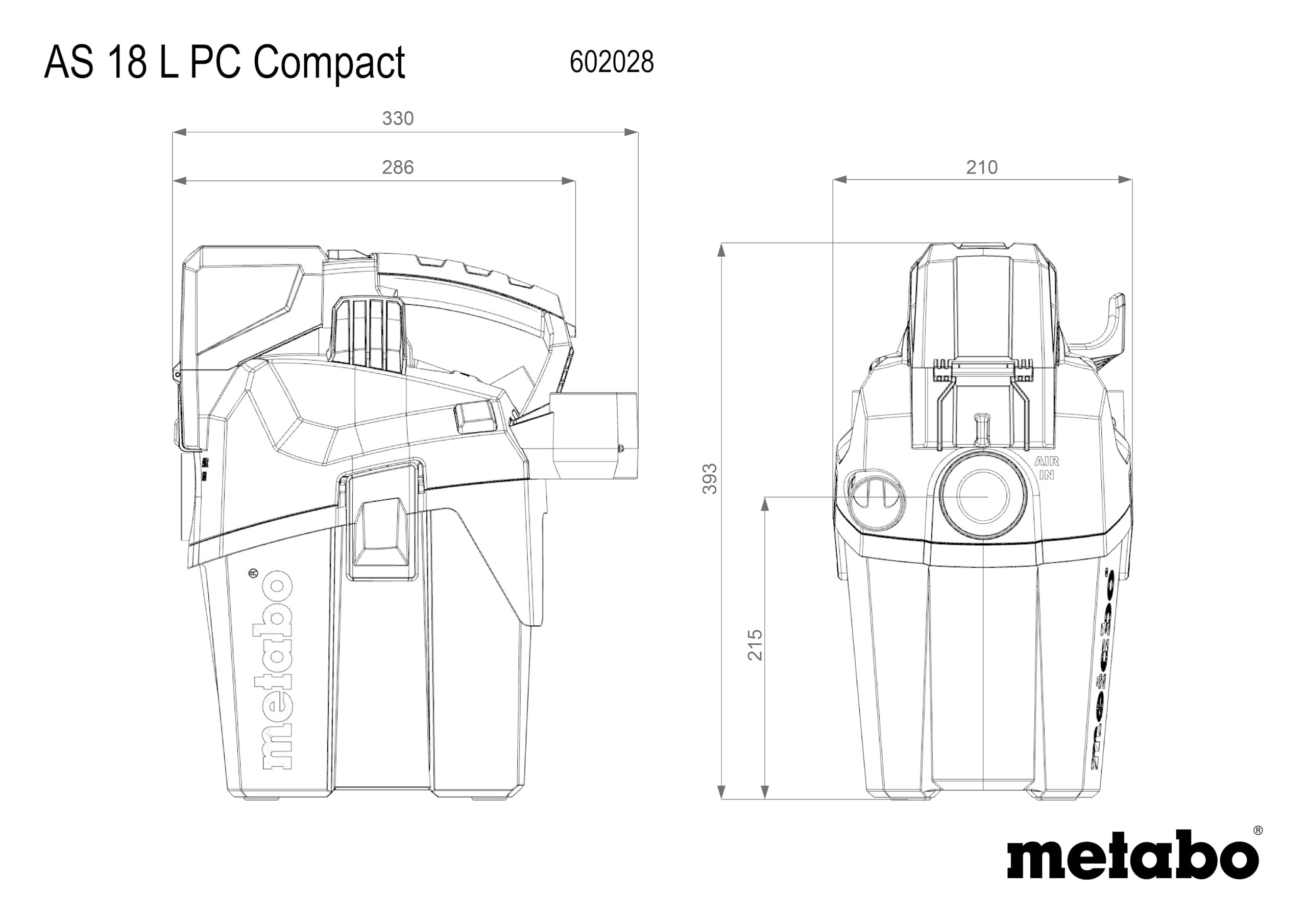 metabo aspiratore a batteria AS 18 L PC Compact – 602028850 – 18 V – Aspiratore con pulizia manuale del filtro, modalità Boost ed Eco
