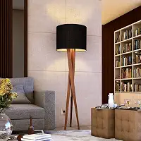 D+MOB Luminária De Chão Paris Com Pés De Madeira E Tecido Mônaco (Preto)