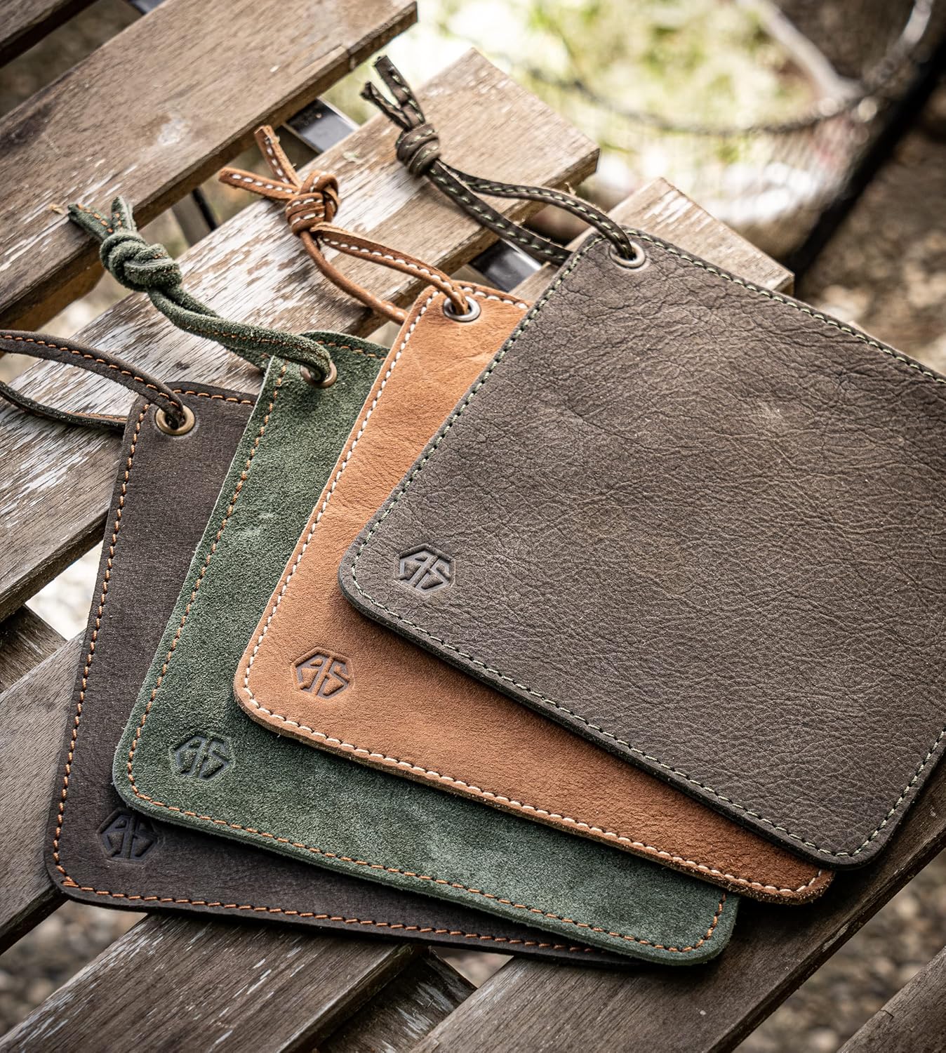 Angus Stoke Potholders Made of Buffalo Leather | Handmade, Heat Resistant and Double Layered | hot Pads Holder Fran (Light Olive/Green, 2)