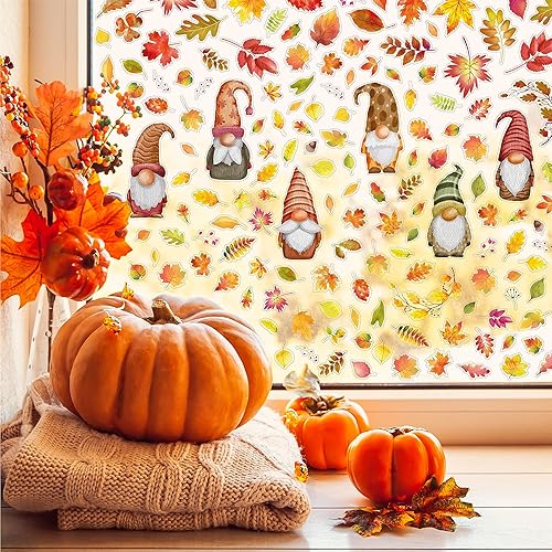 Miniatura 3 de Decoración de otoño para ventana, decoración de Acción de Gracias, de doble cara, reutilizable, despegar y pegar, extraíble para vidrio, sala de