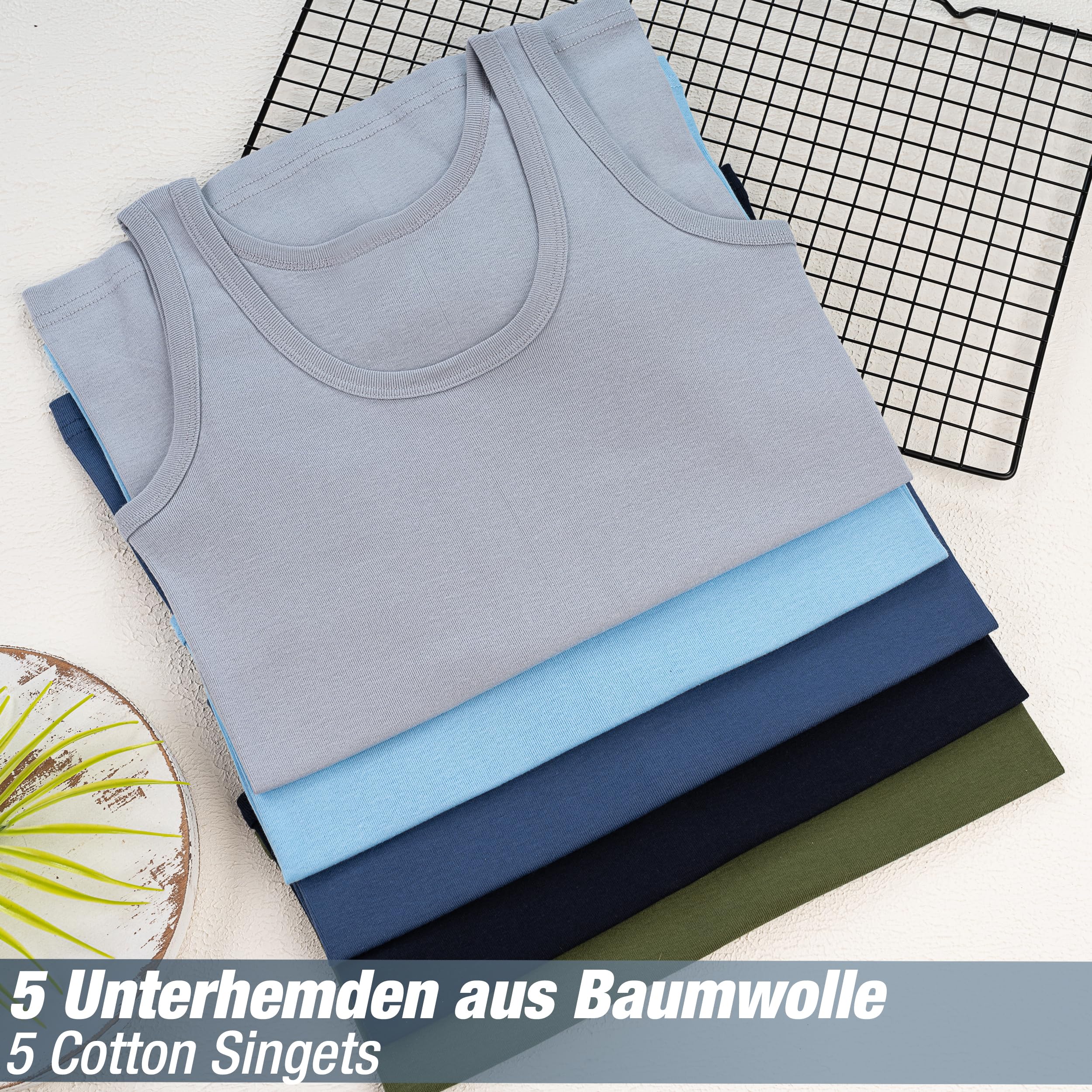 LOREZA ® 5 Maillot de Corps garçon 100% Coton sans Coutures latérales Débardeur