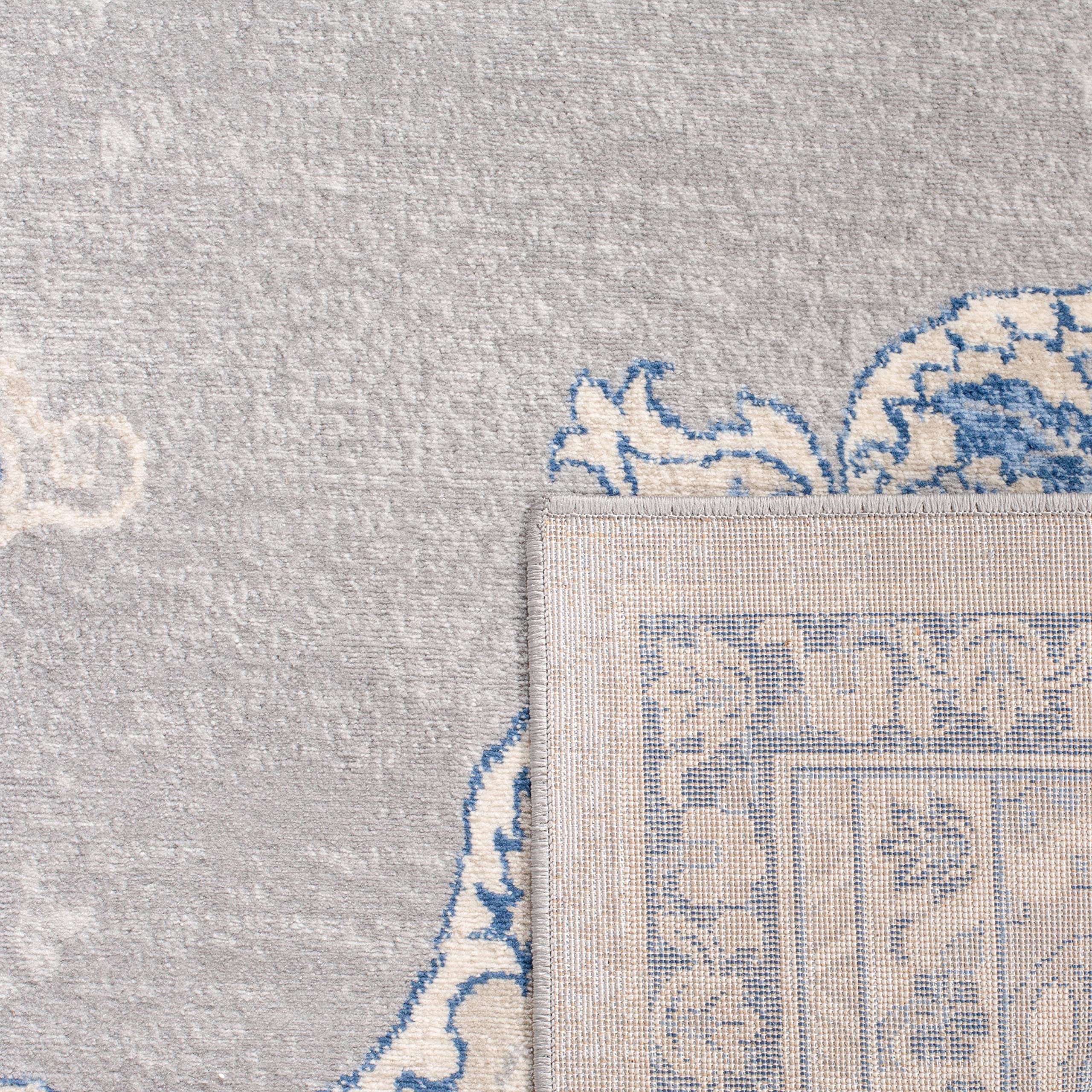 SAFAVIEH Tapis Traditionnel Pour Salon, Salle à manger, Chambre à coucher - Brentwood Collection, Tapis à poil court, Gris clair et bleu, 122 X 183 cm
