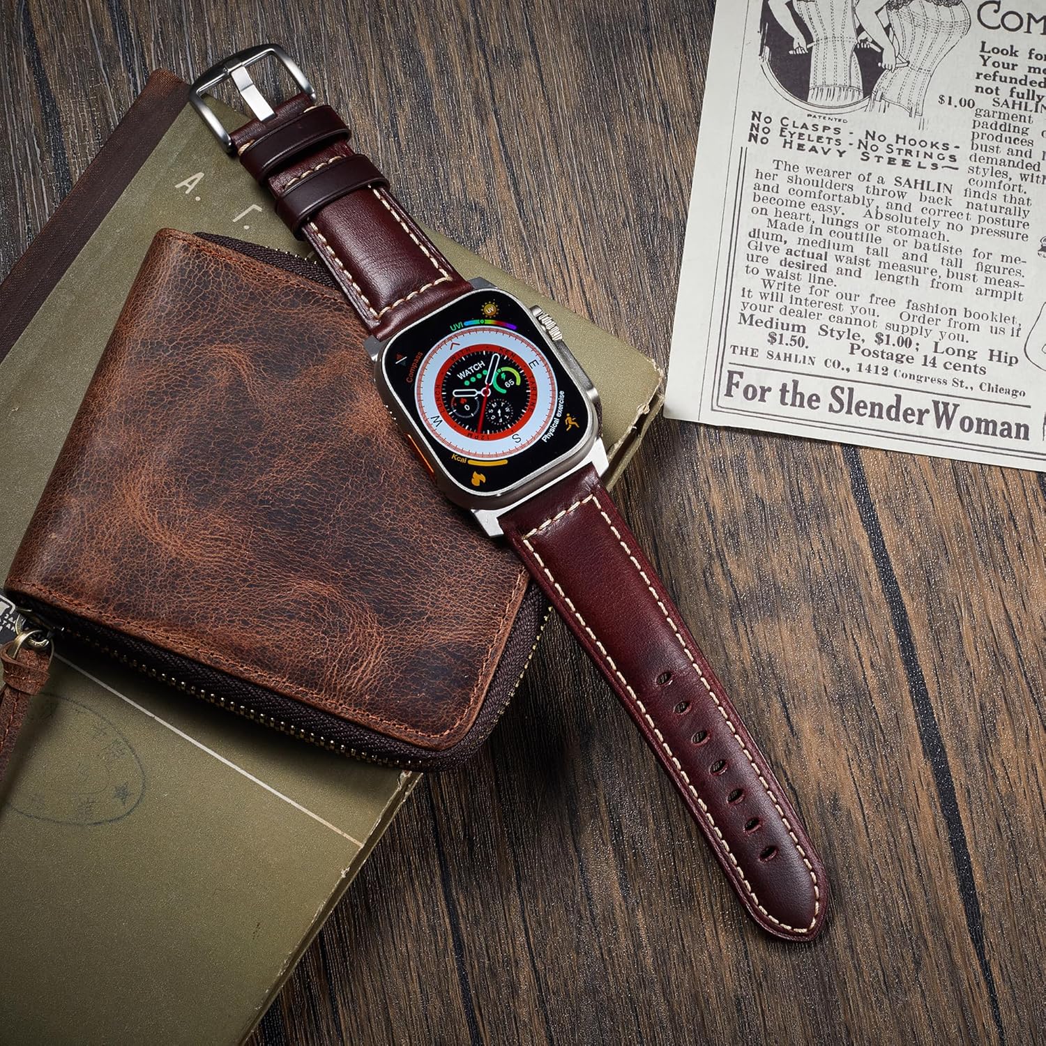 Gitalian Leather Band Compatible with Apple Watch Ultra3/2/1 Band 49mm 46mm 45mm 44mm 42mm for Men, Genuine Leather Replacement Strap for iWatch Series 10 9 8 7 6 5 SE - Image 5