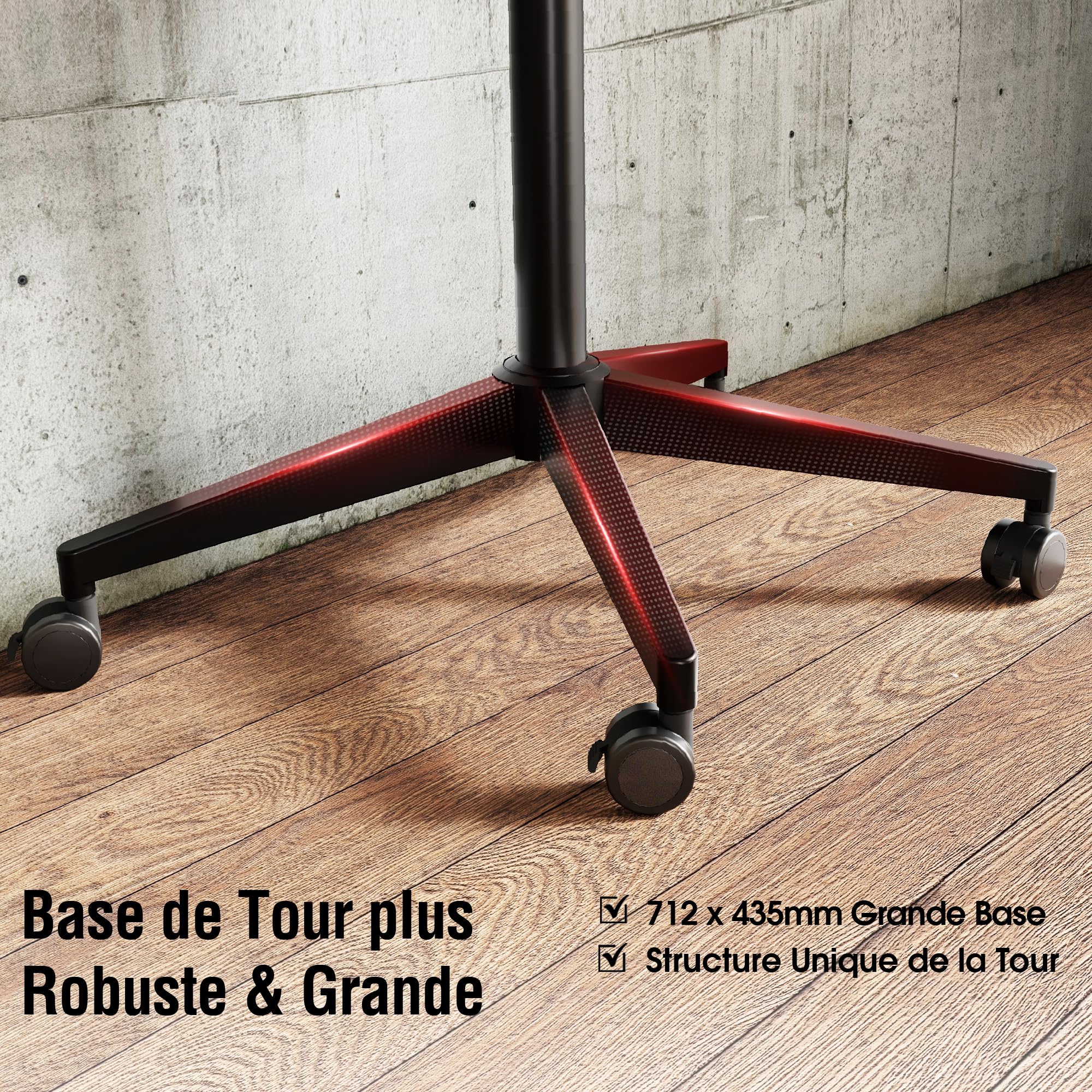 AOKCOS Support TV sur roulettes pour téléviseurs de 32-65 Pouces, Support TV sur Pied Réglable en Hauteur avec Etagère, Montage Ultra-Rapide, Max. Capacité 35 KG, Max. VESA 400x400mm