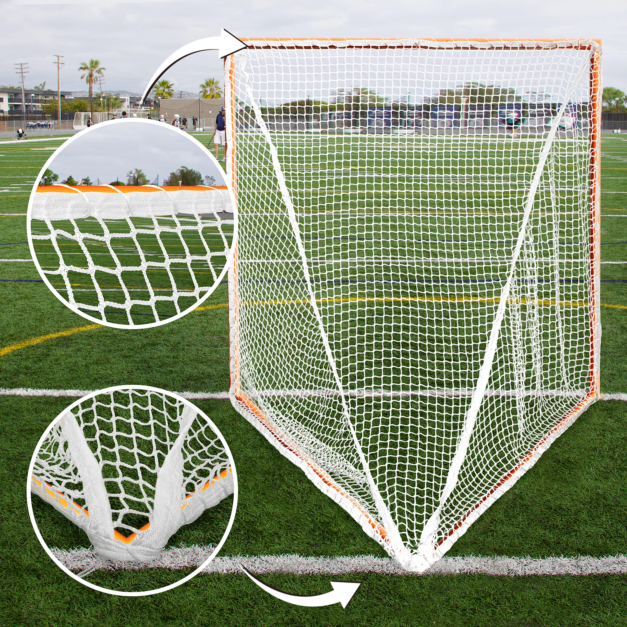 Velocity 4MM Heavy Duty White Lacrosse Net, 2 Pack - Fits 6'x6'x7