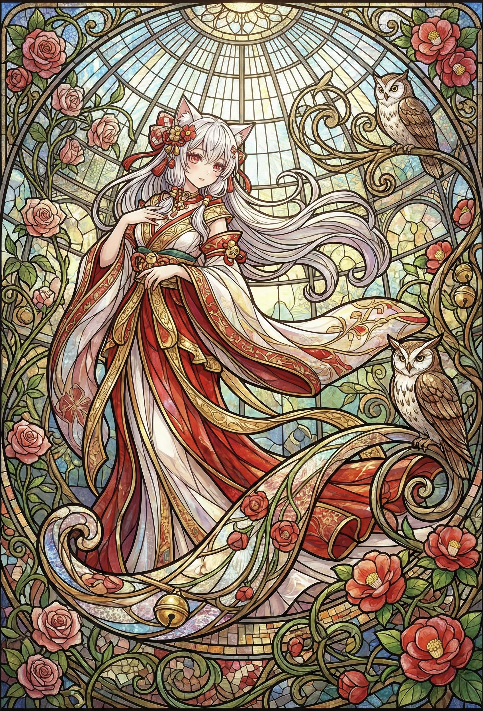 Art Nouveau Mucha Anime Woman 1000 Piece Wooden Jigsaw Puzzle,Gift Idea,Whimsical Challenge,Stress Relief,Great Gifts,Home Wall Decor,Wood,Adults & Kids 14+ (75x50cm)