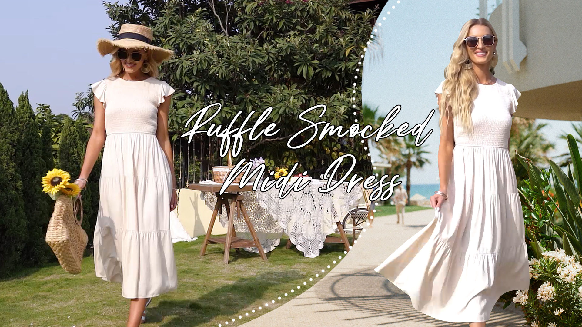 amazon smocked ruffle midi dress sale Watch Summer Ruffle Smocked Midi Dress on Amazon Live