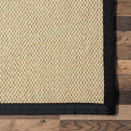 Miniatura 4 de nuLOOM Suki - Alfombra casual de hierba marina sintética para interiores y exteriores, 8 x 10 pies, color negro