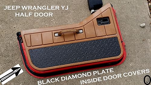 Miniatura 3 de Se adapta a Jeep Wrangler YJ cubierta de goma negra de aluminio con placa de diamante interior de media puerta