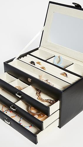 Miniatura 5 de Bey-Berk Joyero de cuero de 4 niveles, negro, talla única