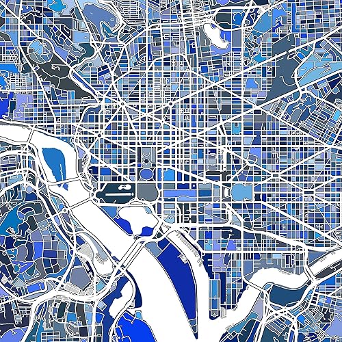 Miniatura 7 de Washington DC Map Art Print 8x10, Washington DC Poster 24x36, Handmade Blue Geometric DC Map Wall Art Prints, DC Gifts by Maps As Art