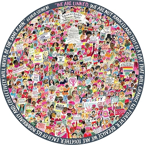 eeBoo: Piece and Love Women March! - Rompecabezas redondo de 500 piezas, rompecabezas para adultos y familias, piezas brillantes, resistentes y