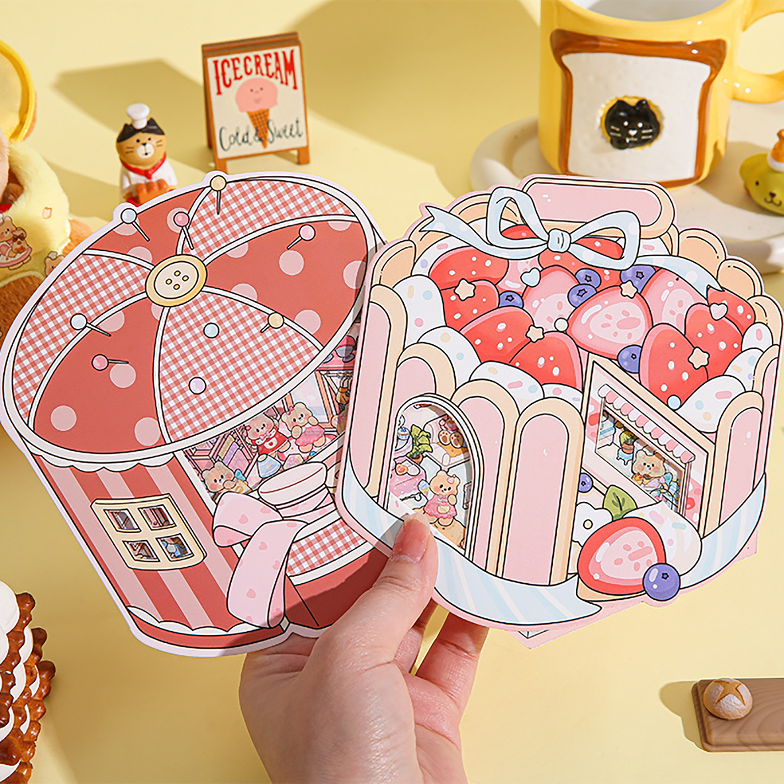 Amazon.com: 4 Sets DIY 3D Mini Bear Theme House Clamshell Sticker