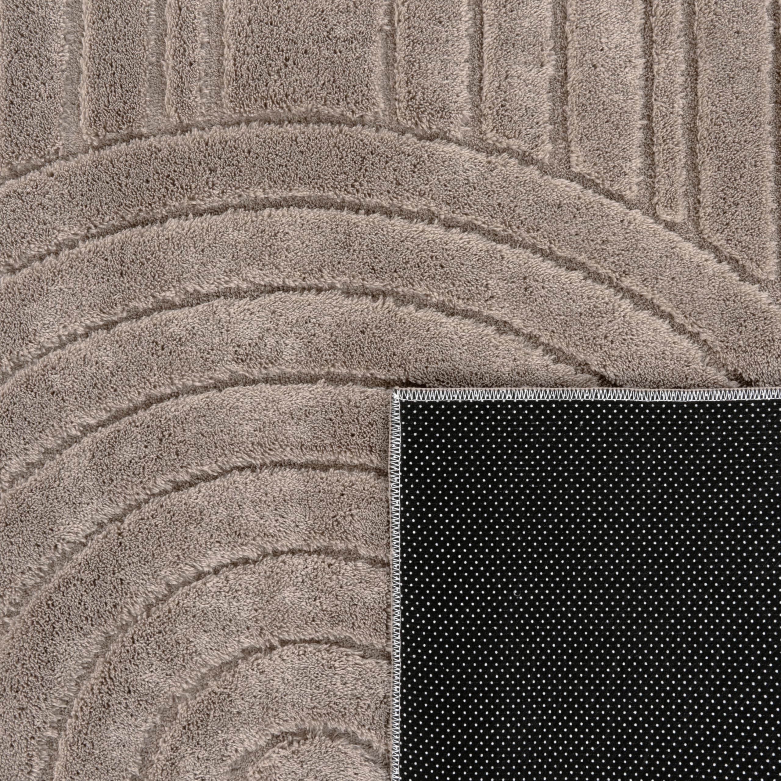 Paco Home Alfombra Salón Dormitorio Pelo Alto Suave Uni 3D Look Fácil Cuidado Diseño Moderno Taupe, tamaño:120x160 cm