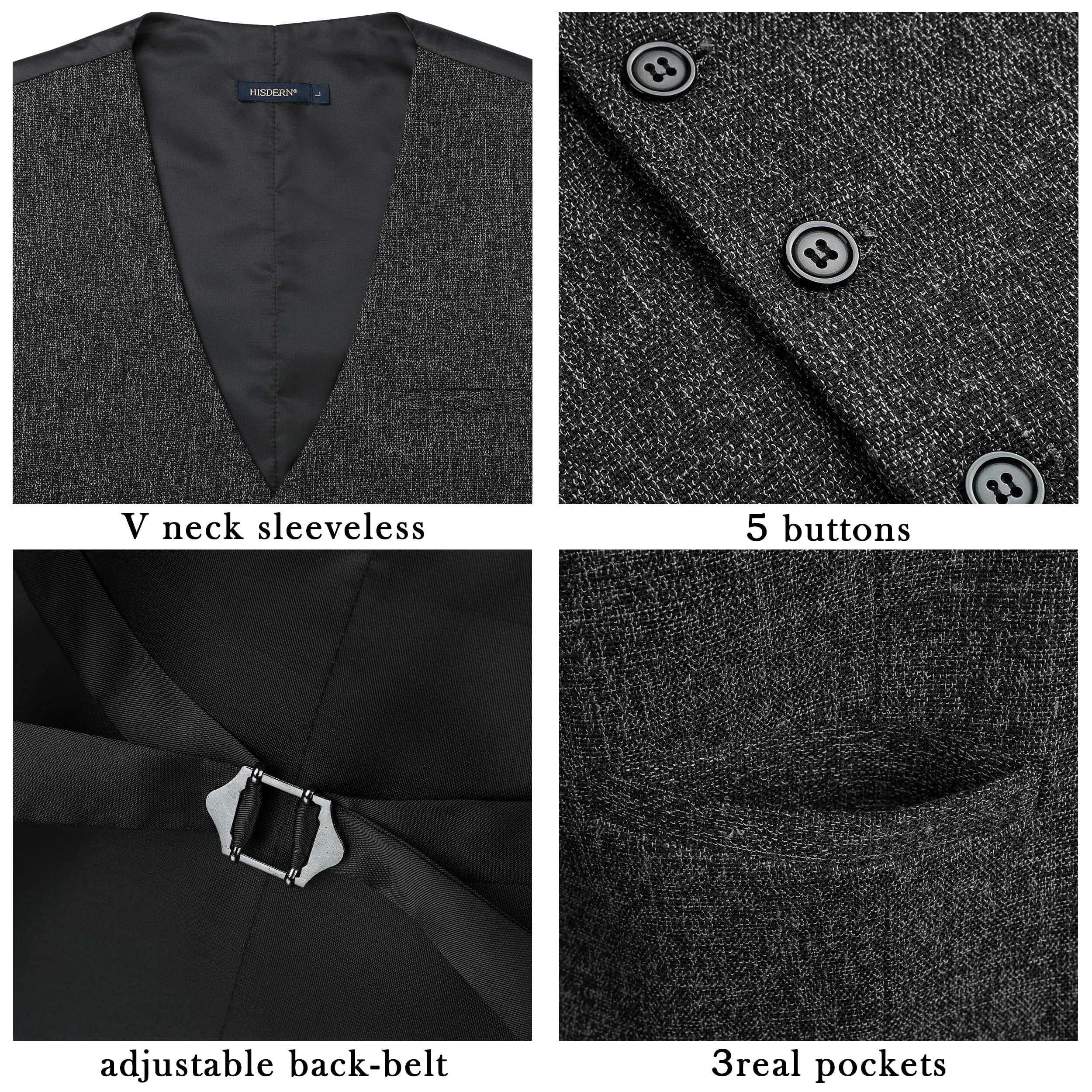 HISDERN Gilet Da Abito Da Uomo Formale Matrimonio Tinta Unita Classico Elegante Senza Maniche Casual Cerimonia Cotone Panciotto XS-4XL