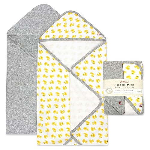 Zutano Toallas de bebé con capucha, toalla de baño de algodón orgánico, toalla de bebé ultra suave y absorbente para recién nacido y bebé, juego de