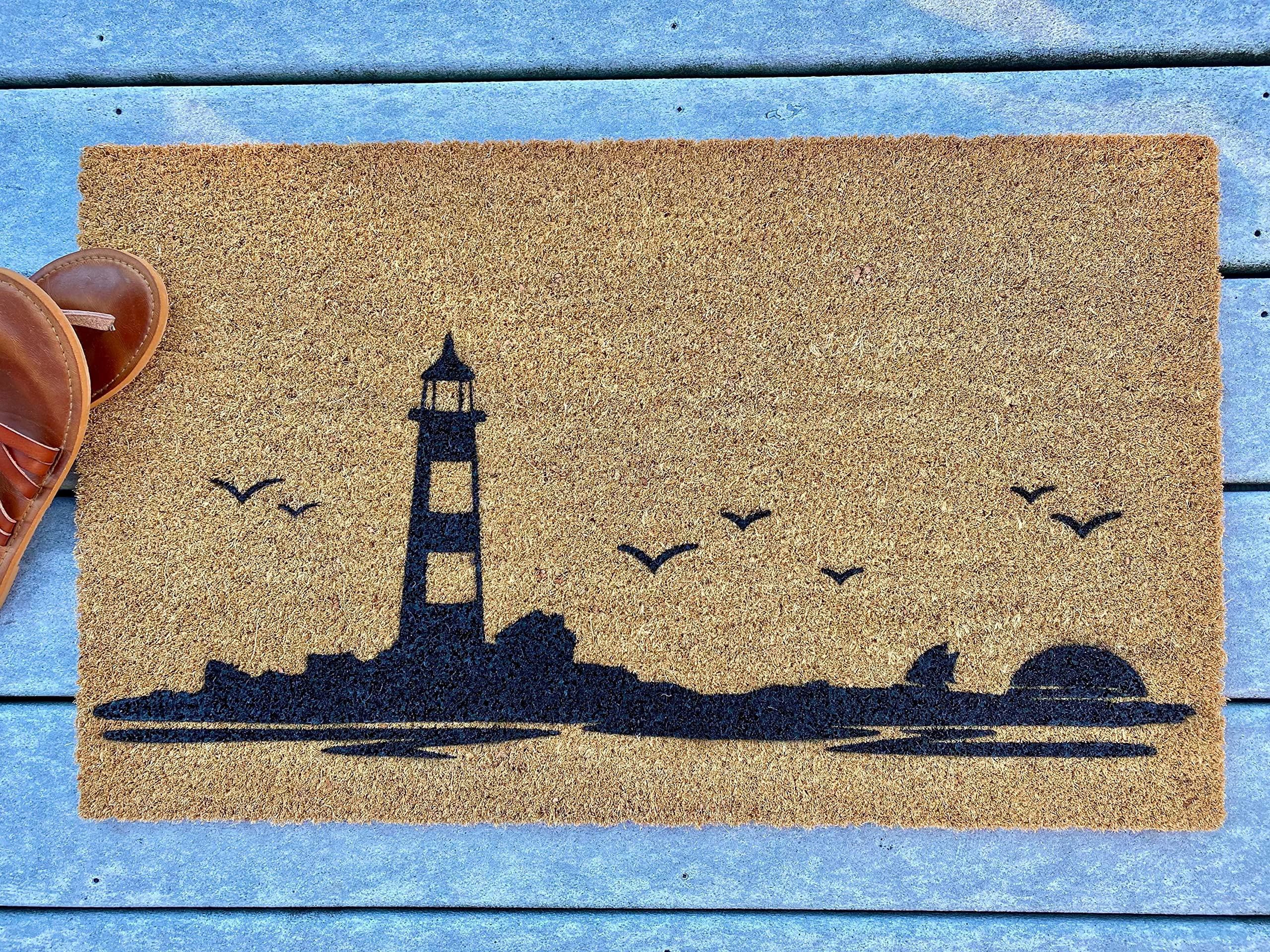 Mat Kitchen Floor Lighthouse Doormat Cape Cod Door Mat Ocean Viewwelcome Matcape Living Beach Housecape Housebeach Lifeseascape Funny Doormat Mat Cute Rugs for Kitchen Indoor 18x30 inch