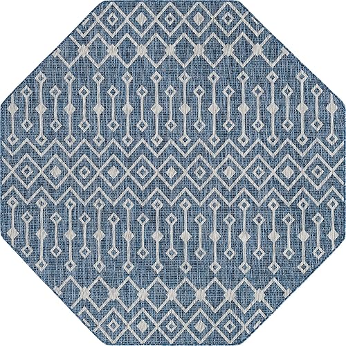 Vista 254 de Unique Loom Alfombra Colección enrejado Marroquí Celosía Transicional Interior y Exterior, Polipropileno Gris carbón/natural