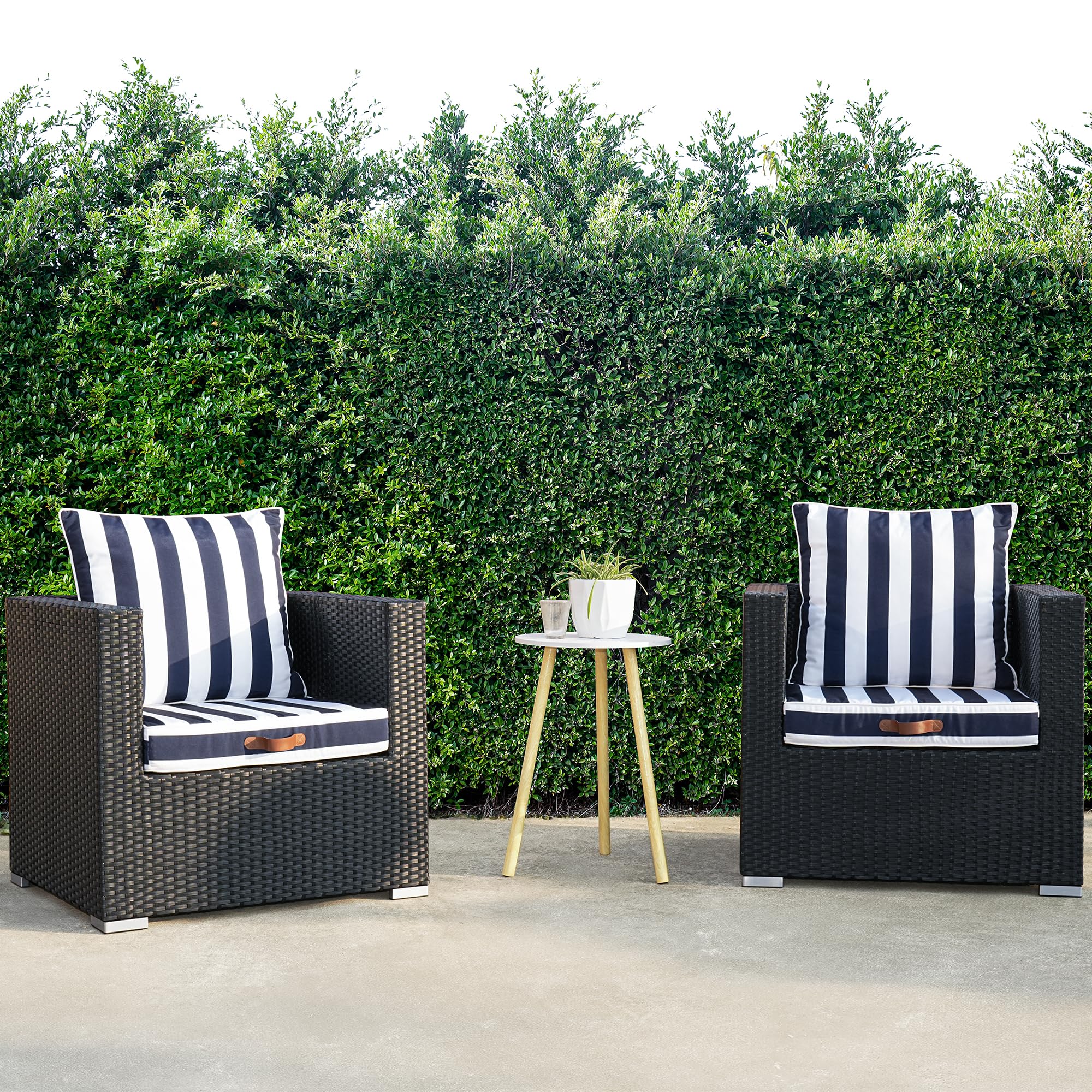 Enipate Set di 2 cuscini profondi per esterni, resistenti alle intemperie, con cerniera e maniglia, 61 x 61 x 10,2 cm, cuscini per sedie in vimini per patio, cortile, giardino