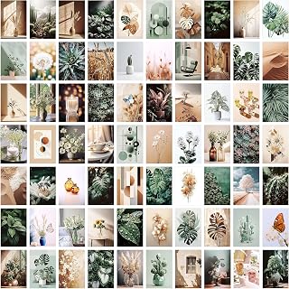 LIIGEMI 70PCS Green Botanical Wall Collage Kit - Aesthetic Plant Prints, VSCO Teen Girls Bedroom Decor, 4x6 Inch Posters